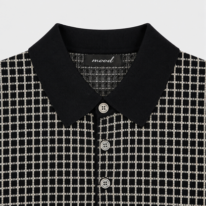 Relaxed Grid Linen Knit Polo - Men M / L