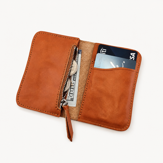 Vintage Cowhide Mini Wallet – Compact Coin, Cash & Card Holder