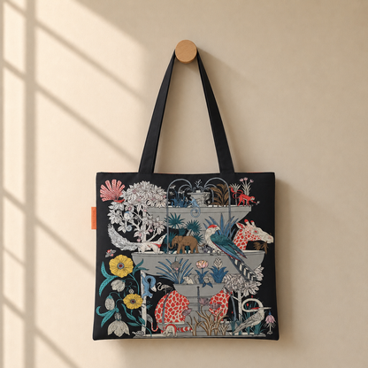 Vintage Botanical Animal Print Scarf Eco Bag