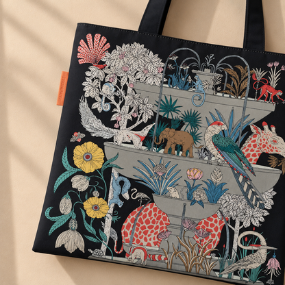 Vintage Botanical Animal Print Scarf Eco Bag