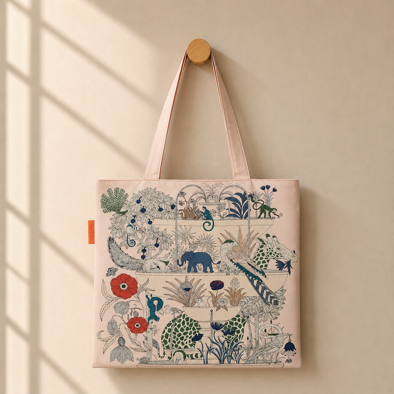 Vintage Botanical Animal Print Scarf Eco Bag