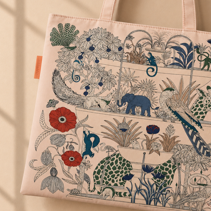Vintage Botanical Animal Print Scarf Eco Bag