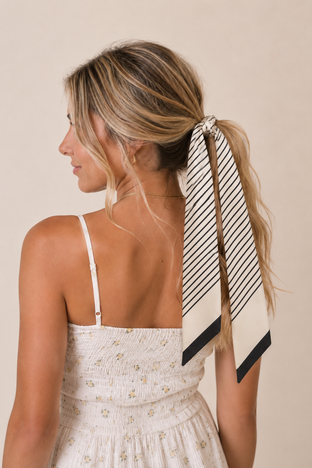 Classic Stripe Twilly Scarf – Slim Ribbon Hair & Bag Scarf