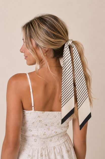Classic Stripe Twilly Scarf – Slim Ribbon Hair & Bag Scarf