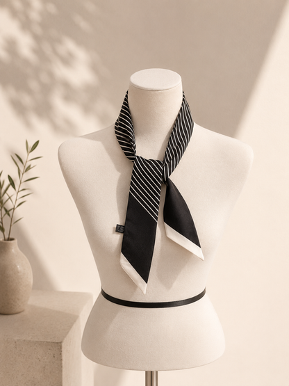 Classic Stripe Twilly Scarf – Slim Ribbon Hair & Bag Scarf