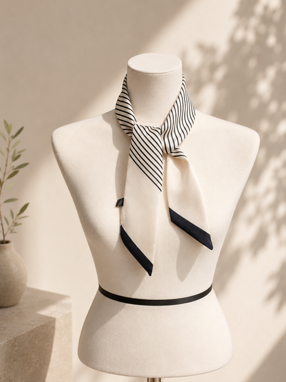 Classic Stripe Twilly Scarf – Slim Ribbon Hair & Bag Scarf