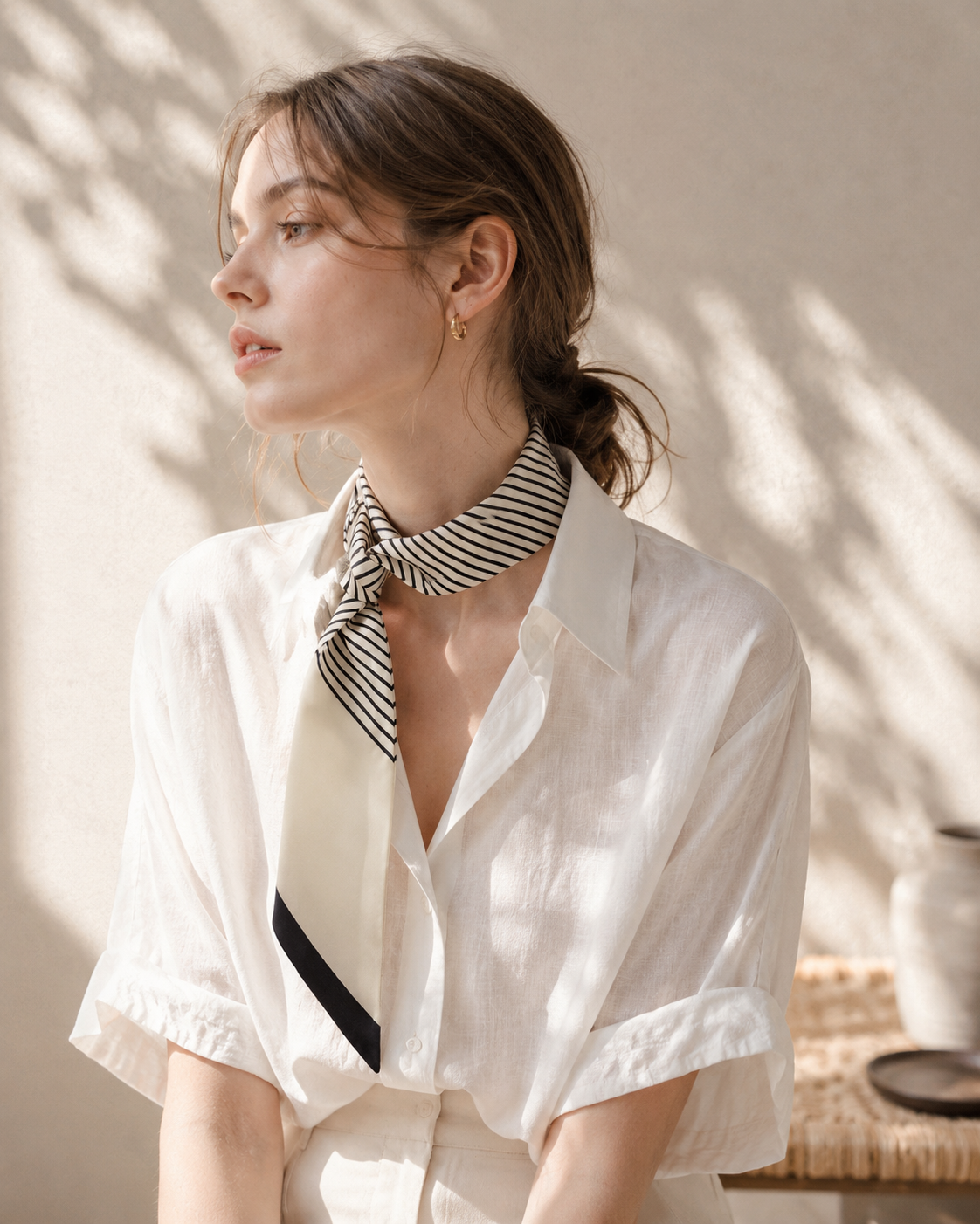Classic Stripe Twilly Scarf – Slim Ribbon Hair & Bag Scarf