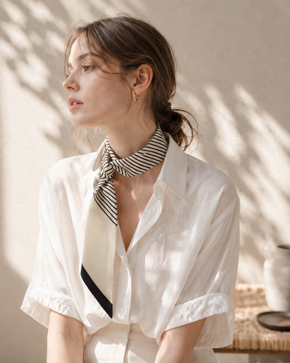 Classic Stripe Twilly Scarf – Slim Ribbon Hair & Bag Scarf