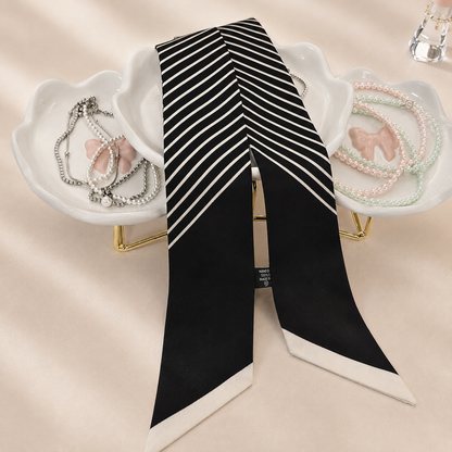 Classic Stripe Twilly Scarf – Slim Ribbon Hair & Bag Scarf