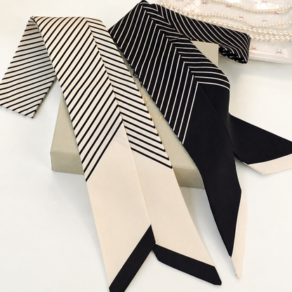 Classic Stripe Twilly Scarf – Slim Ribbon Hair & Bag Scarf