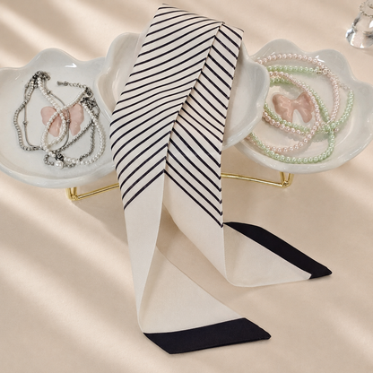 Classic Stripe Twilly Scarf – Slim Ribbon Hair & Bag Scarf