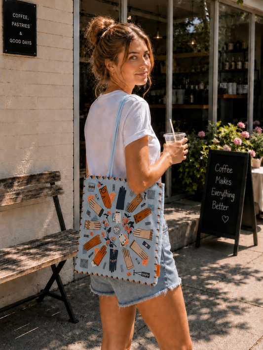 Vintage Glove Print Scarf Eco Bag