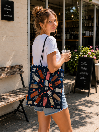 Vintage Glove Print Scarf Eco Bag