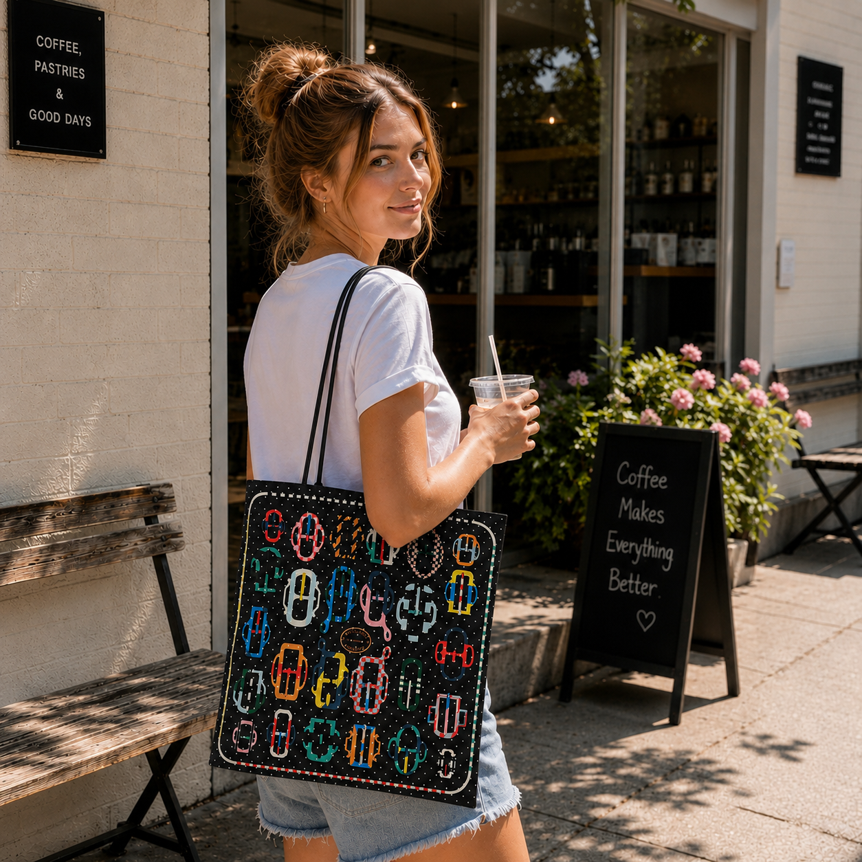 Modern Buckle Print Scarf Eco Bag