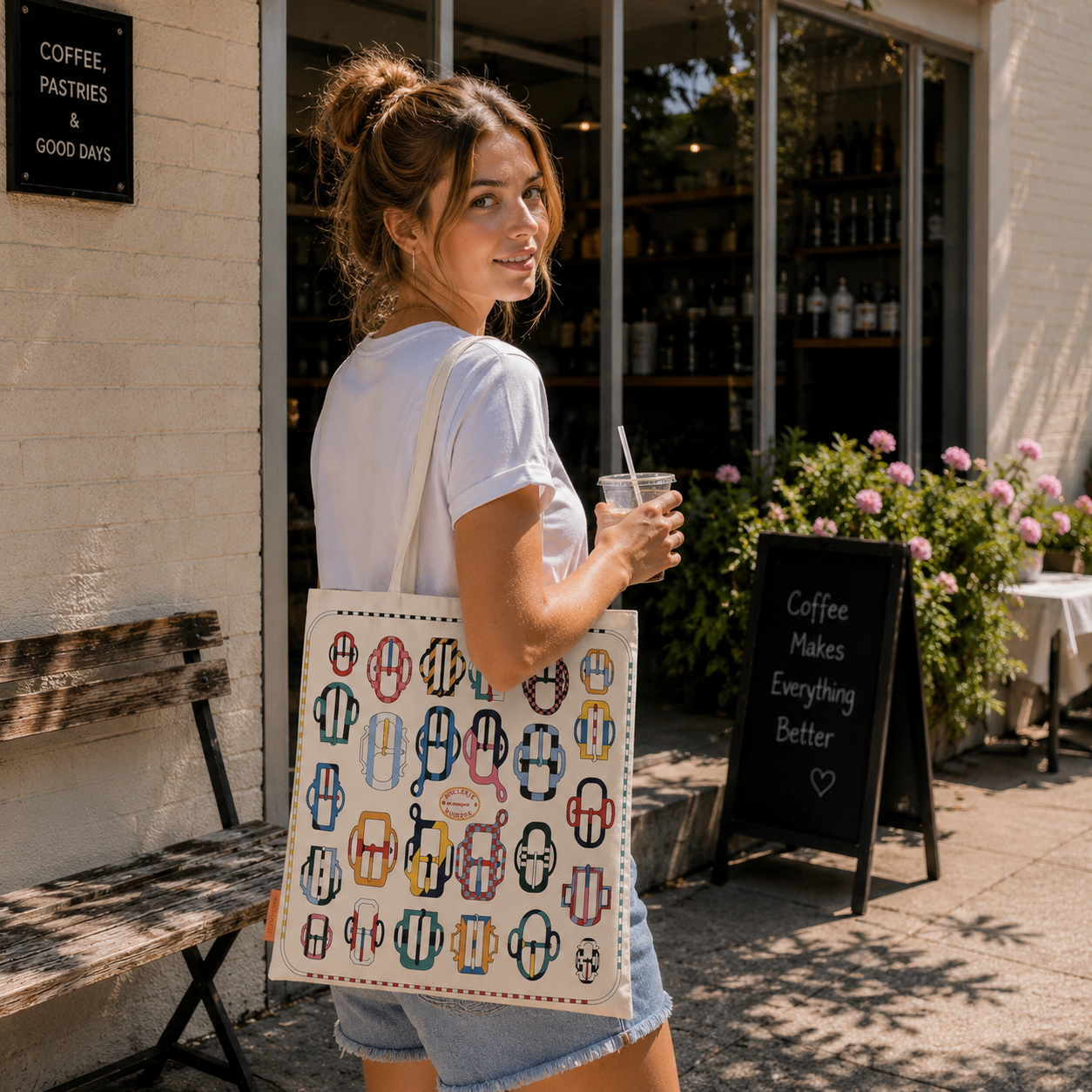 Modern Buckle Print Scarf Eco Bag