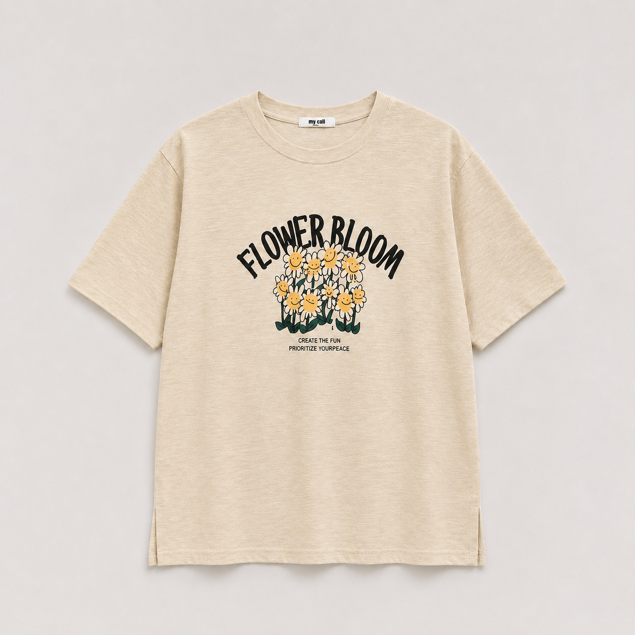 Vintage Flower Bloom Slub Graphic T-Shirt - Women One Size