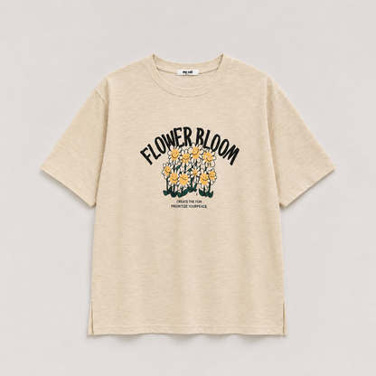 Vintage Flower Bloom Slub Graphic T-Shirt - Women One Size