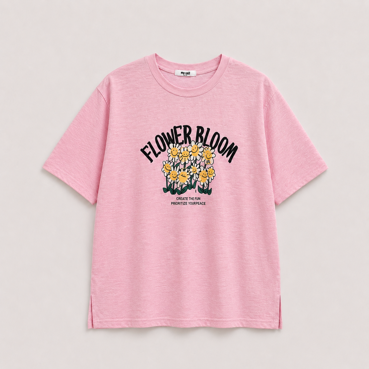 Vintage Flower Bloom Slub Graphic T-Shirt - Women One Size