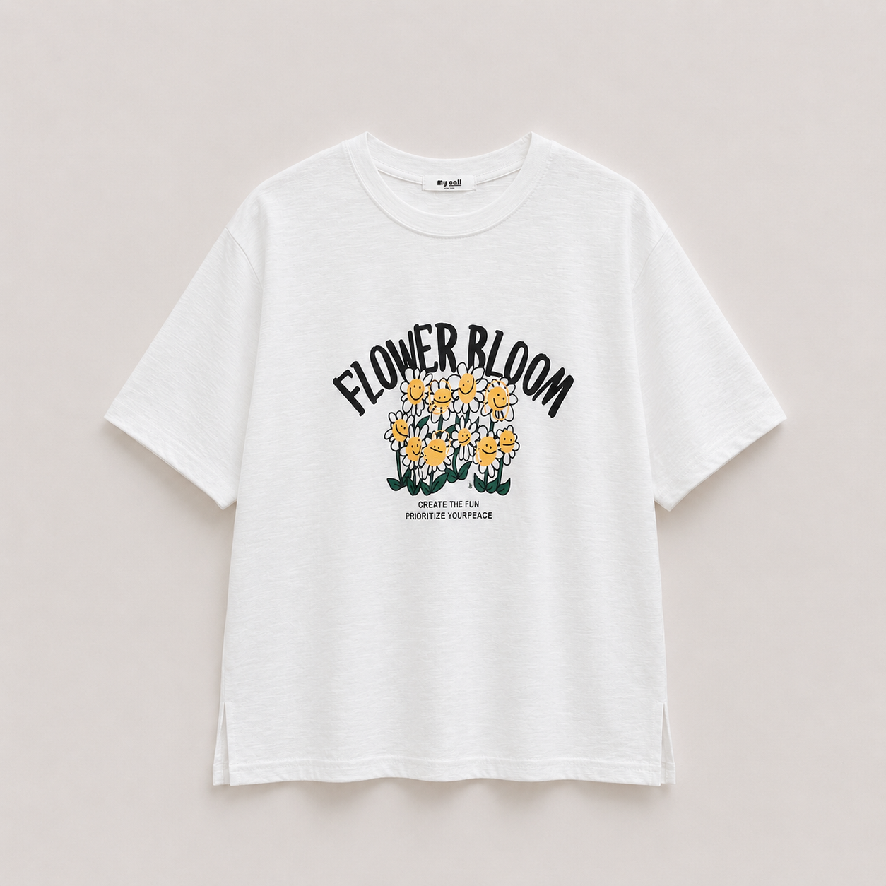 Vintage Flower Bloom Slub Graphic T-Shirt - Women One Size