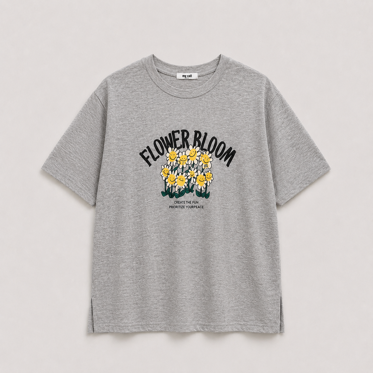 Vintage Flower Bloom Slub Graphic T-Shirt - Women One Size