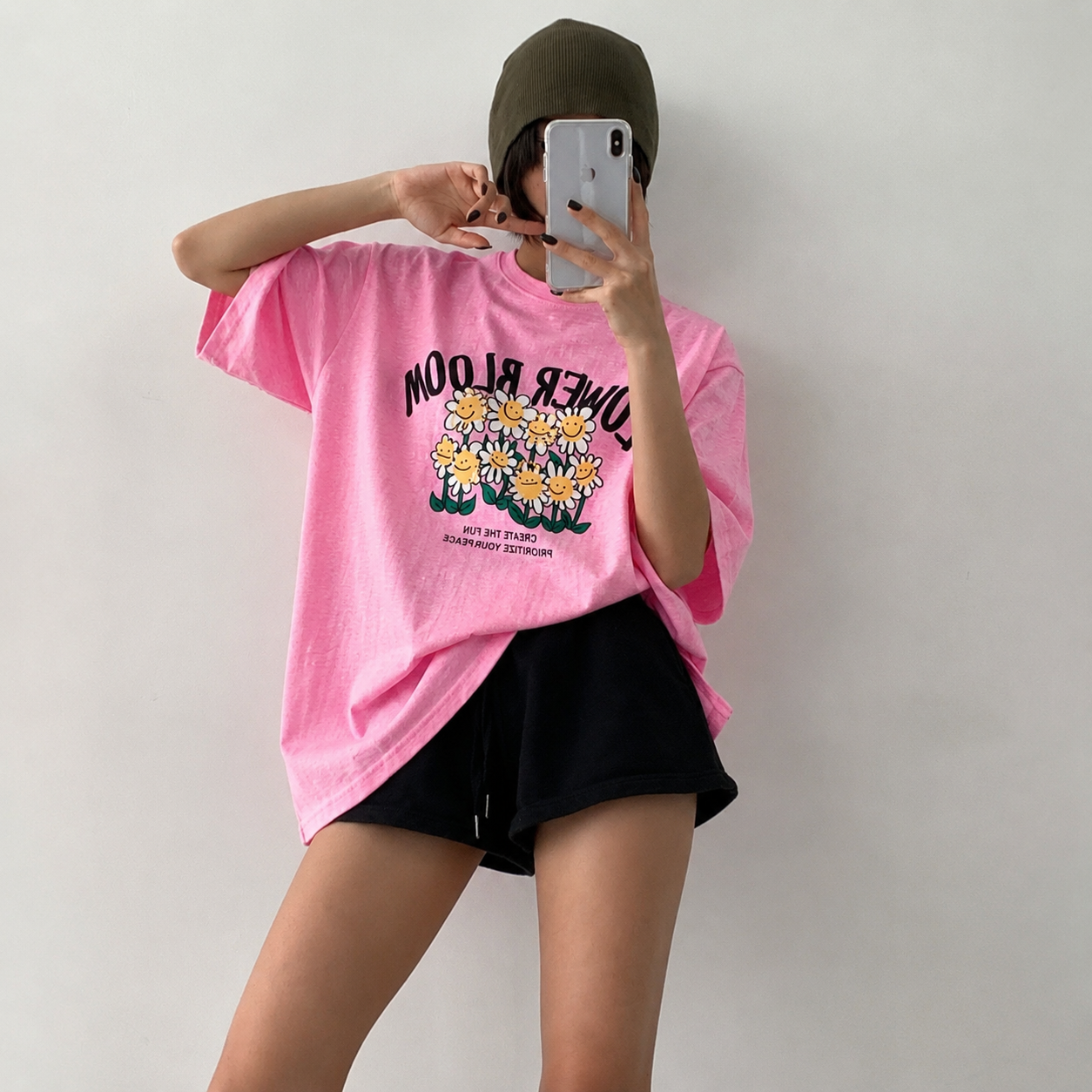 Vintage Flower Bloom Slub Graphic T-Shirt - Women One Size