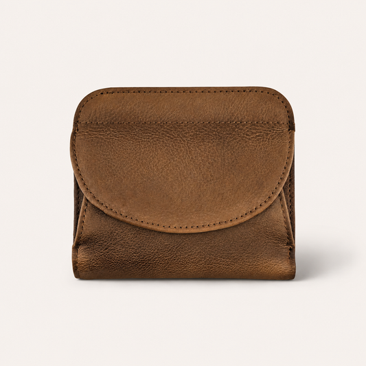 HANDMADE Cowhide Leather Flap Bifold Wallet