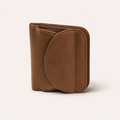 HANDMADE Cowhide Leather Flap Bifold Wallet