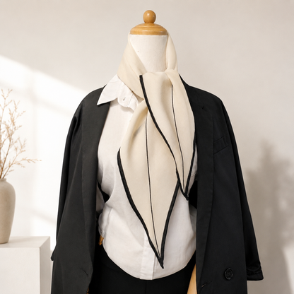 Minimal Line Wool Silk Diamond Scarf