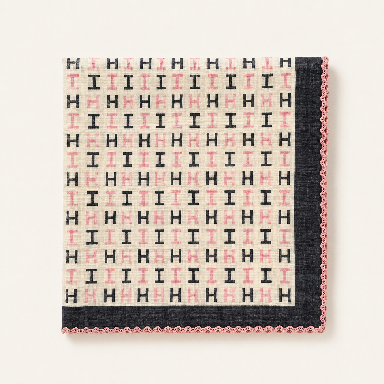 Vintage Monogram Cotton Handkerchief – Soft Square Petit Scarf