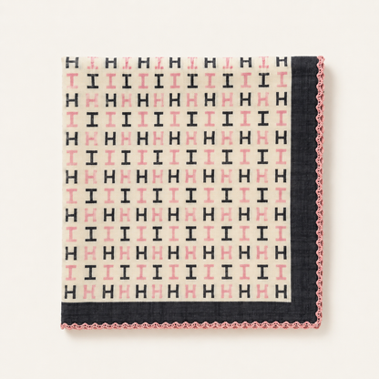 Vintage Monogram Cotton Handkerchief – Soft Square Petit Scarf