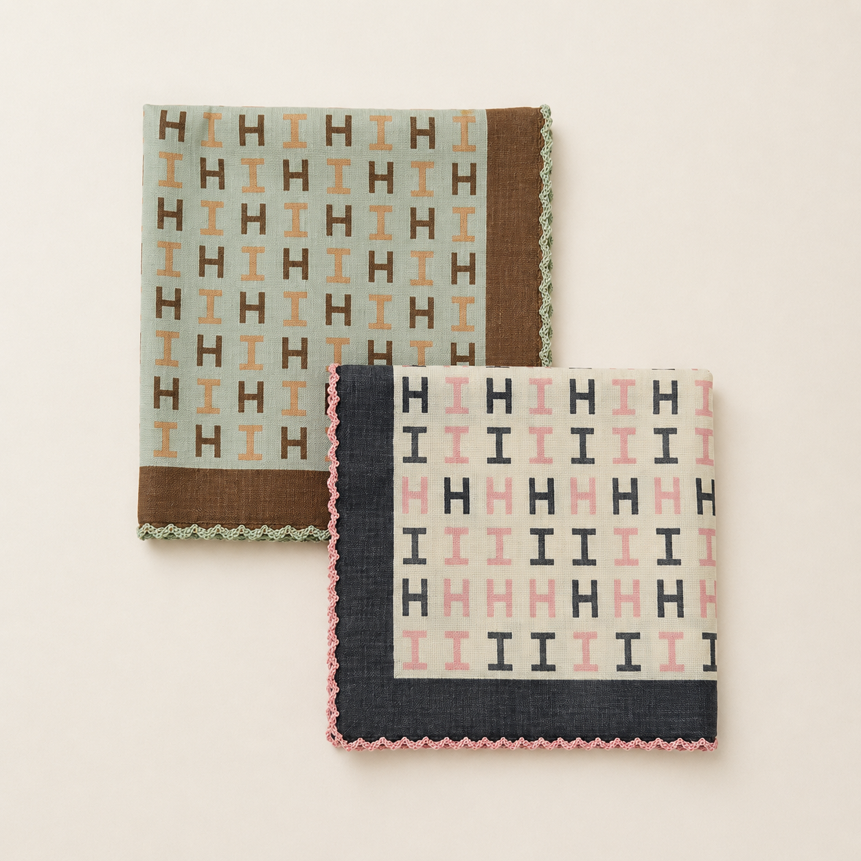 Vintage Monogram Cotton Handkerchief – Soft Square Petit Scarf