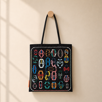 Modern Buckle Print Scarf Eco Bag