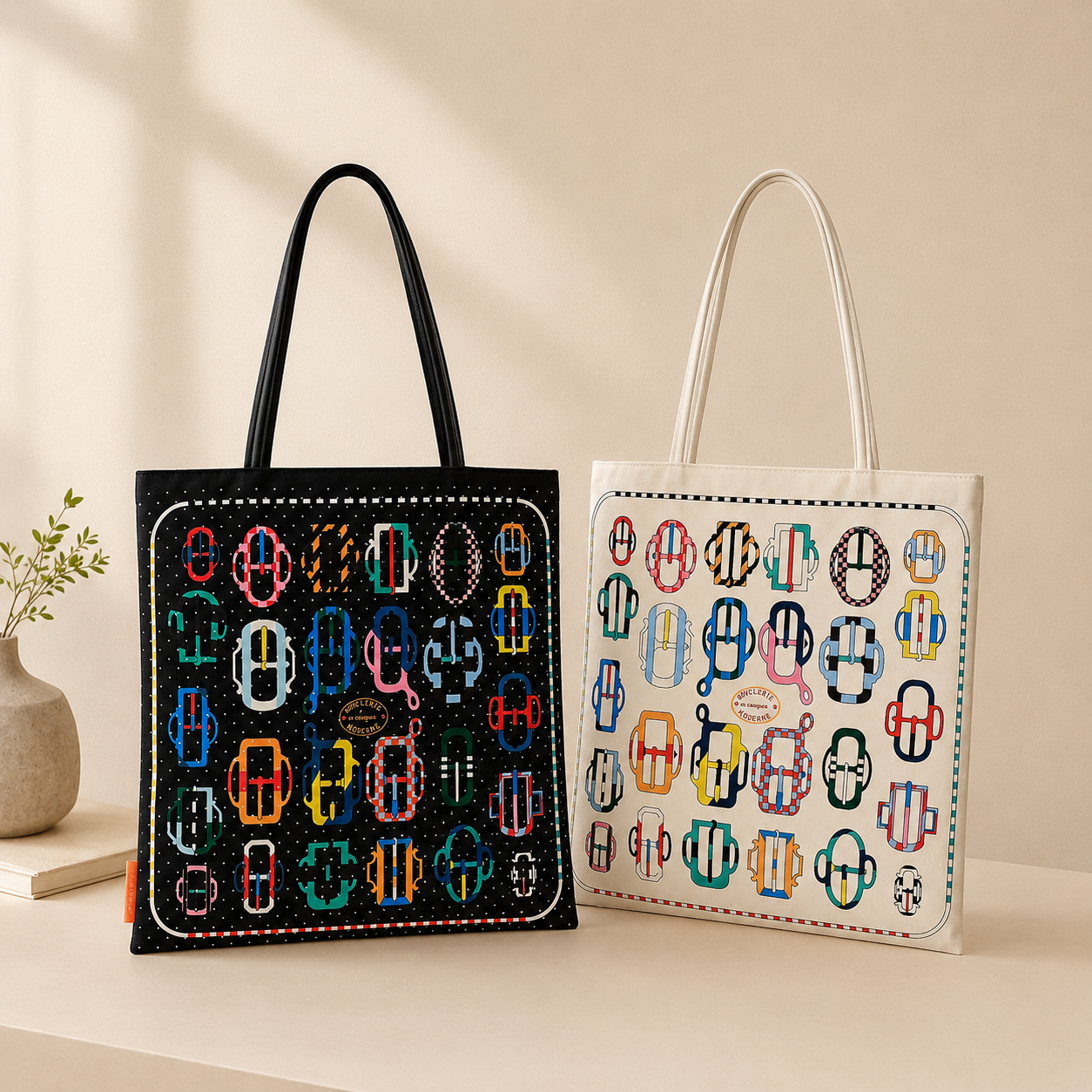 Modern Buckle Print Scarf Eco Bag