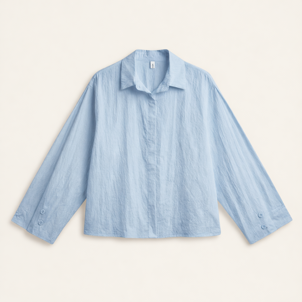 Sculpted Volume Sleeve Cotton Blouse – Women One Size