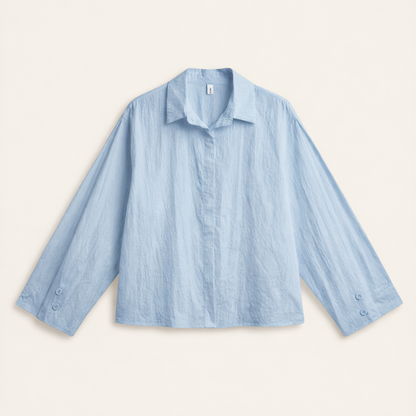Sculpted Volume Sleeve Cotton Blouse – Women One Size