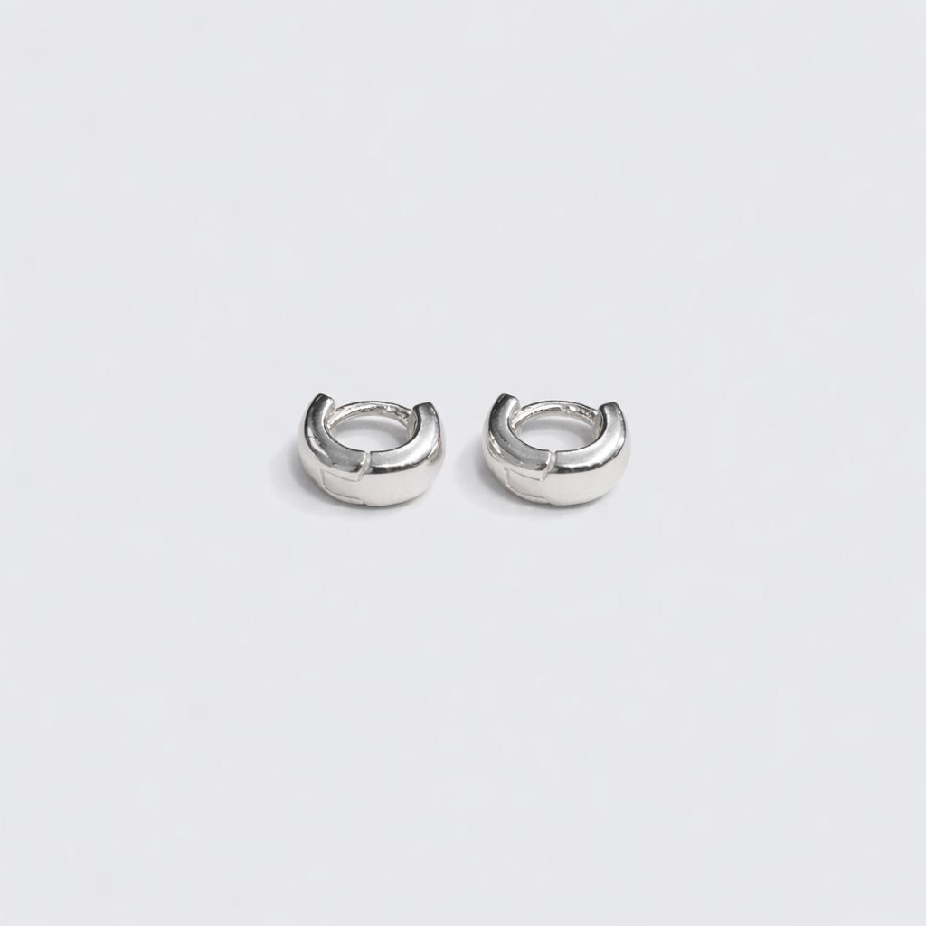 Mini Round Huggie Hoop Earrings in Sterling Silver 925 – Made in Korea