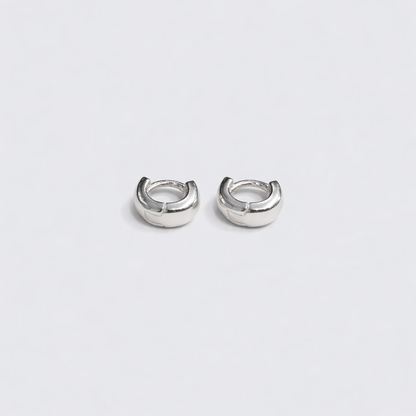 Mini Round Huggie Hoop Earrings in Sterling Silver 925 – Made in Korea