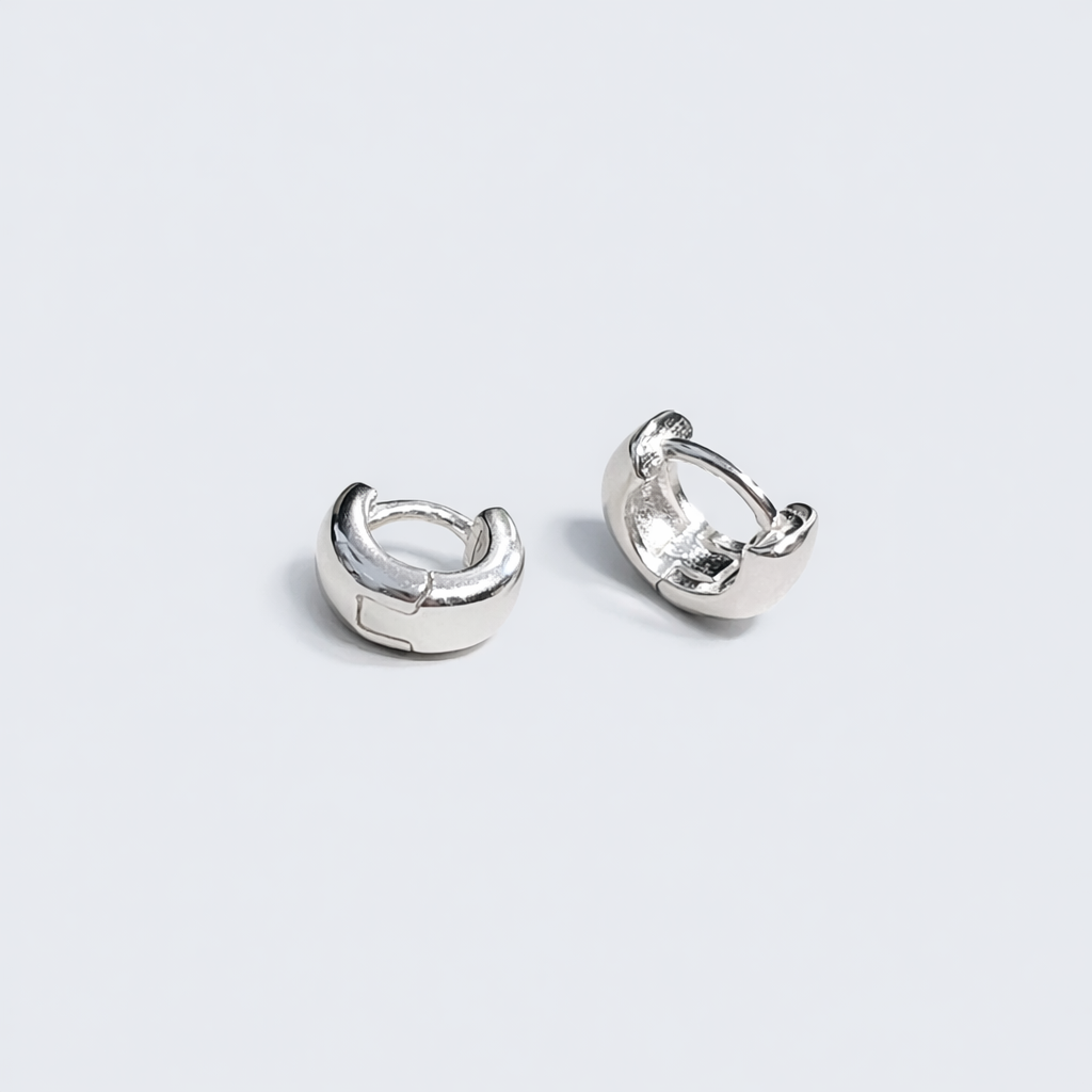 Mini Round Huggie Hoop Earrings in Sterling Silver 925 – Made in Korea