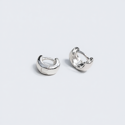 Mini Round Huggie Hoop Earrings in Sterling Silver 925 – Made in Korea