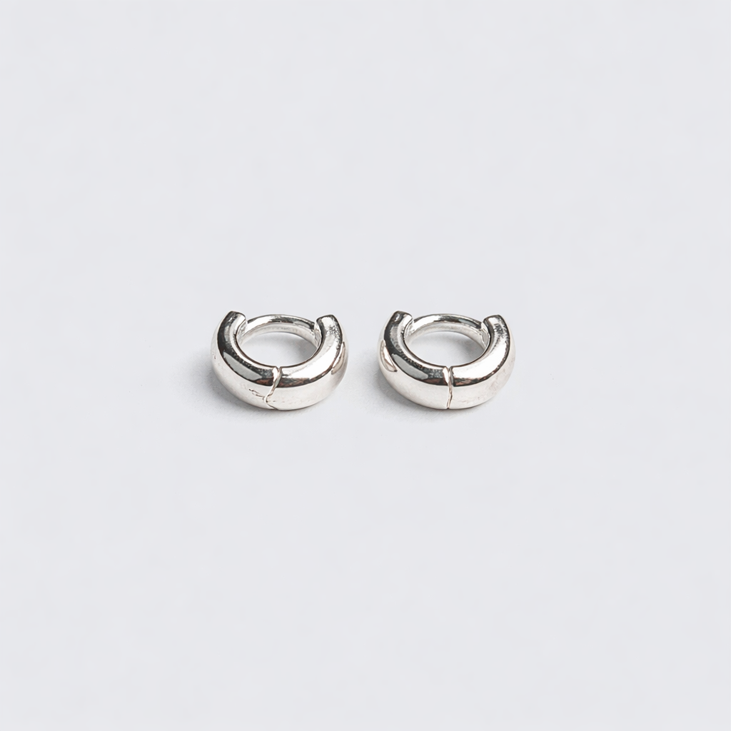 Mini Round Huggie Hoop Earrings in Sterling Silver 925 – Made in Korea