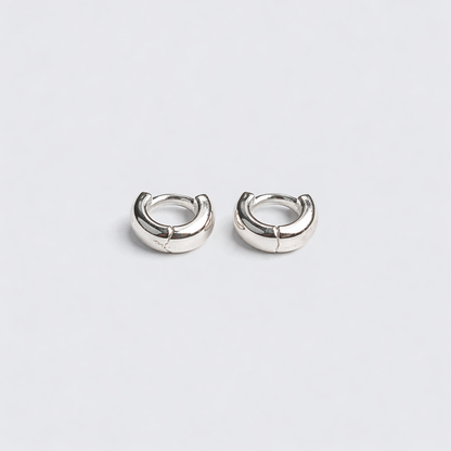 Mini Round Huggie Hoop Earrings in Sterling Silver 925 – Made in Korea