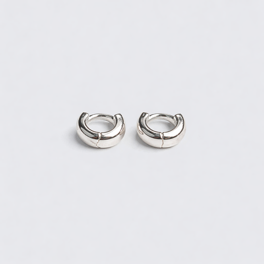 Mini Round Huggie Hoop Earrings in Sterling Silver 925 – Made in Korea