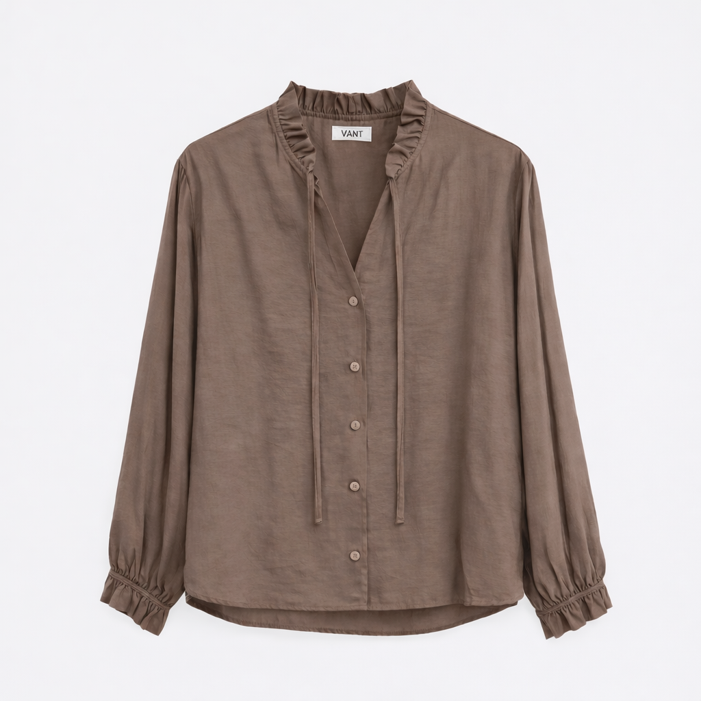 Ruffle Tie-Neck Blouse – Women One Size