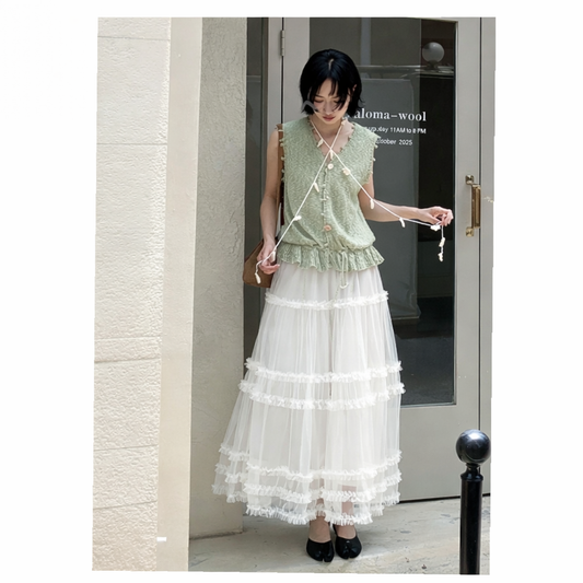 Tulle Tiered Long Skirt – Women One Size
