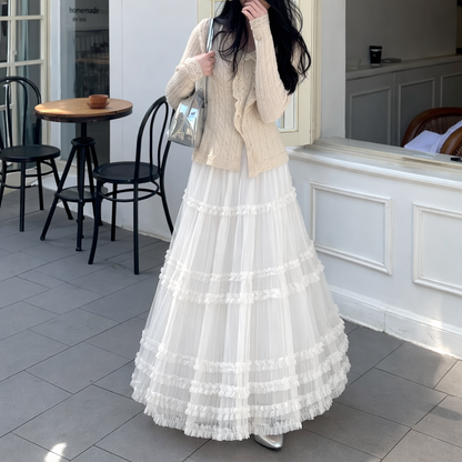 Tulle Tiered Long Skirt – Women One Size
