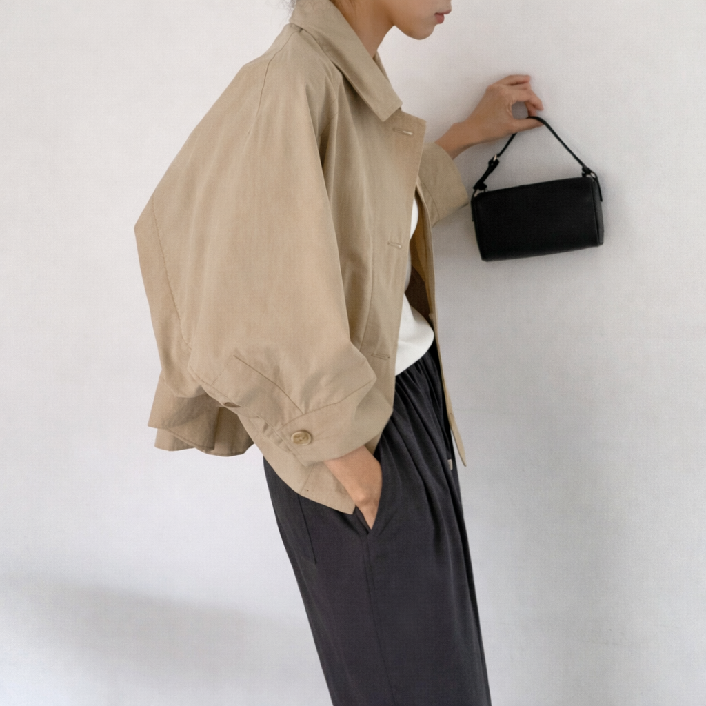Cape Back  Short Trench Jacket – Women One Size