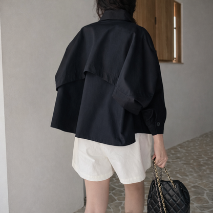 Cape Back  Short Trench Jacket – Women One Size
