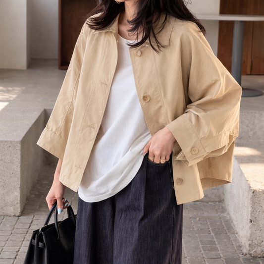 Cape Back  Short Trench Jacket – Women One Size