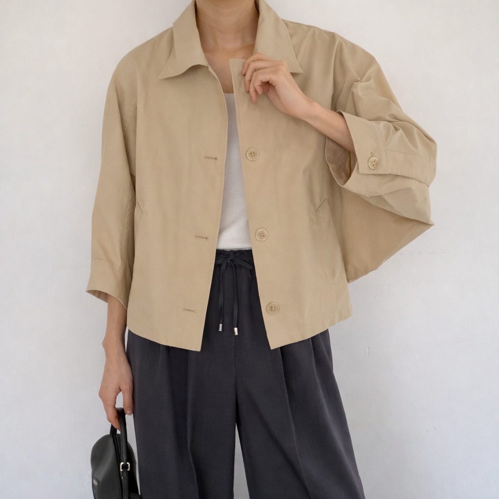 Cape Back  Short Trench Jacket – Women One Size