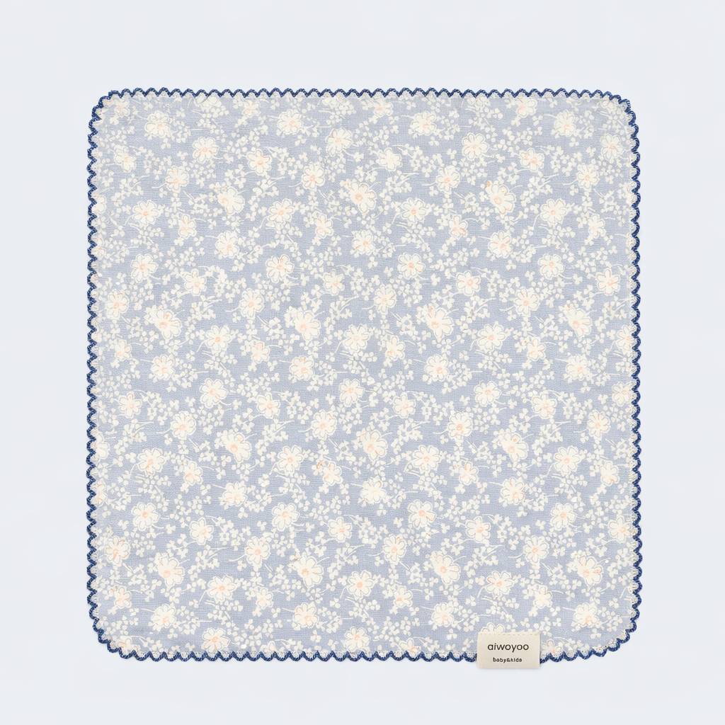 Soft Blue Wildflower Cotton  Handkerchief